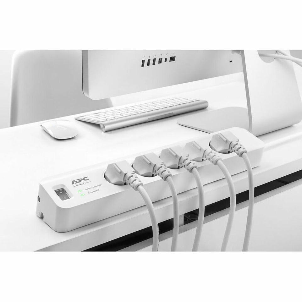Stopcontactenstrip 5 Tomas met schakelaar APC PM5-GR Wit 2300 W