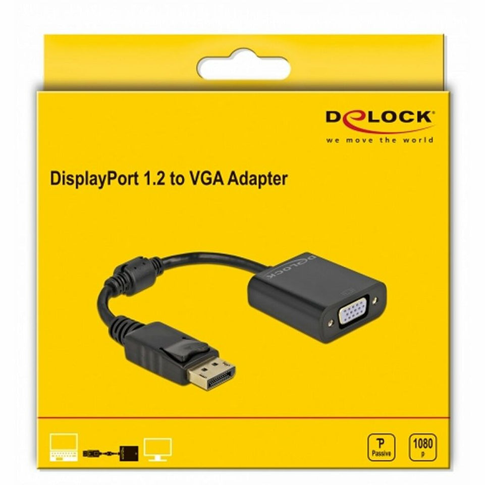 Adapter DisplayPort naar VGA DELOCK 61006 Zwart