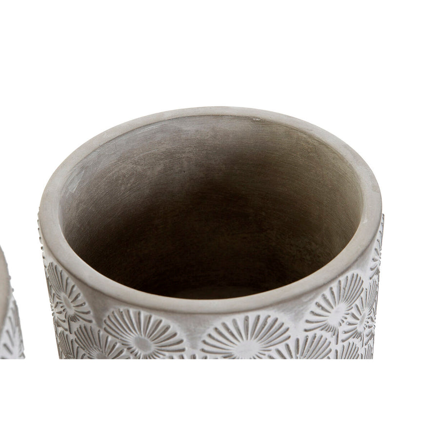 Plantenbakkenset DKD Home Decor Grijs Cement 17 x 17 x 15 cm