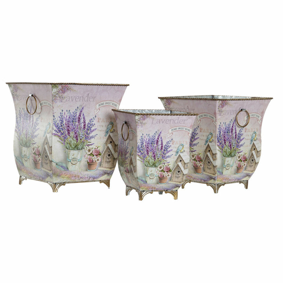 Grondlegger DKD Home Decor 21,5 x 21,5 x 24 cm Metaal Lila Lavendel Shabby Chic