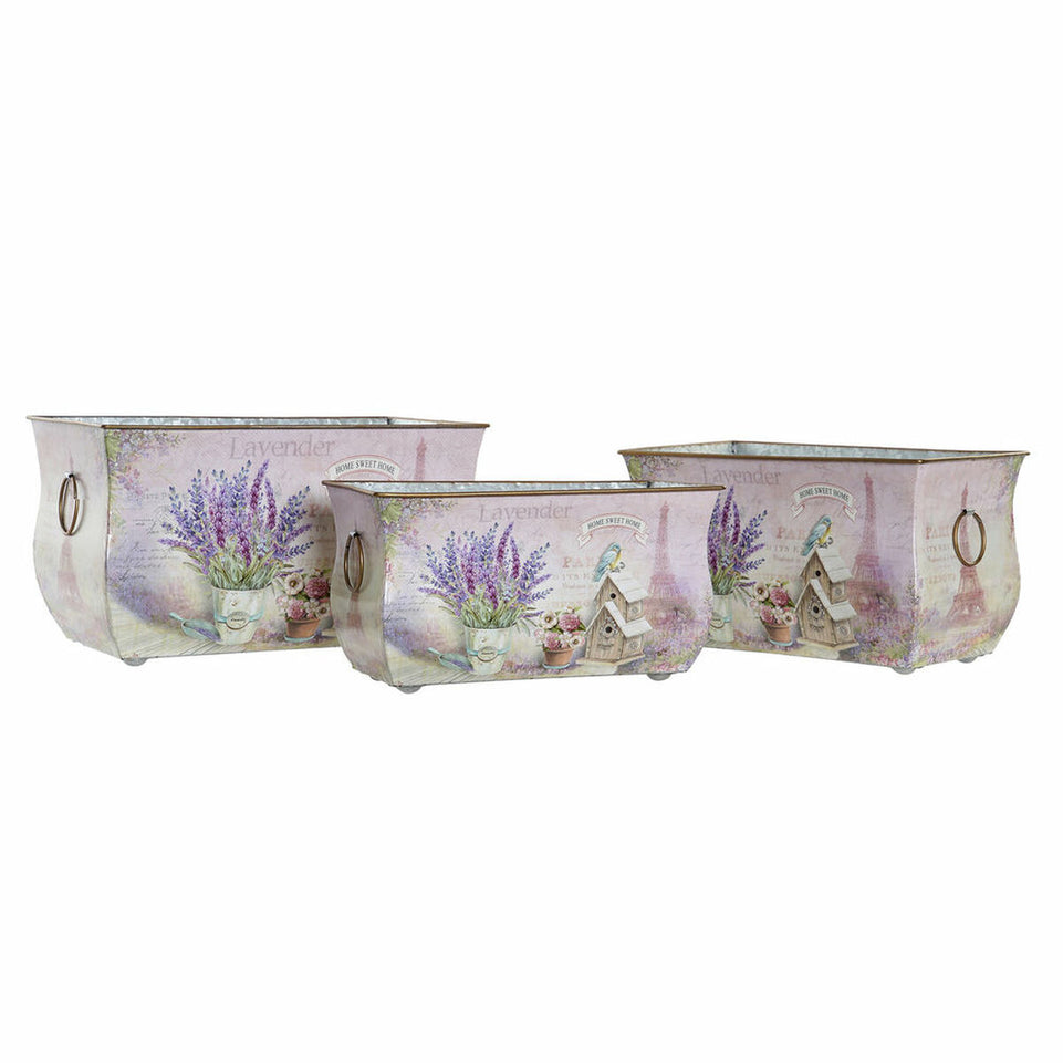 Grondlegger DKD Home Decor 31 x 18 x 17,5 cm Metaal Lila Lavendel Shabby Chic