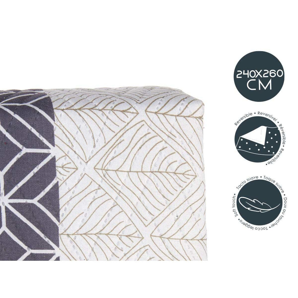 Omkeerbare sprei Zeshoekig Grijs Wit (240 X 260 cm)