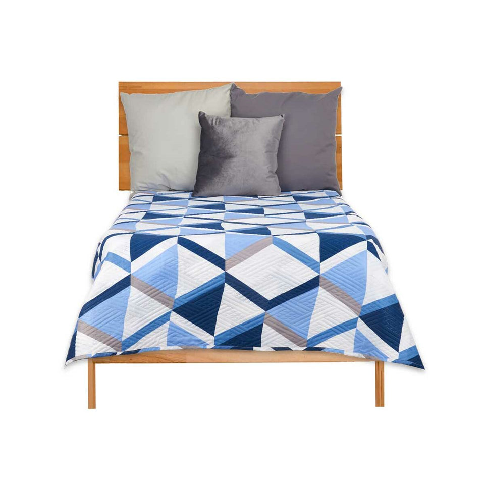 Omkeerbare sprei Blauw Driehoek Wit (180 x 260 cm)