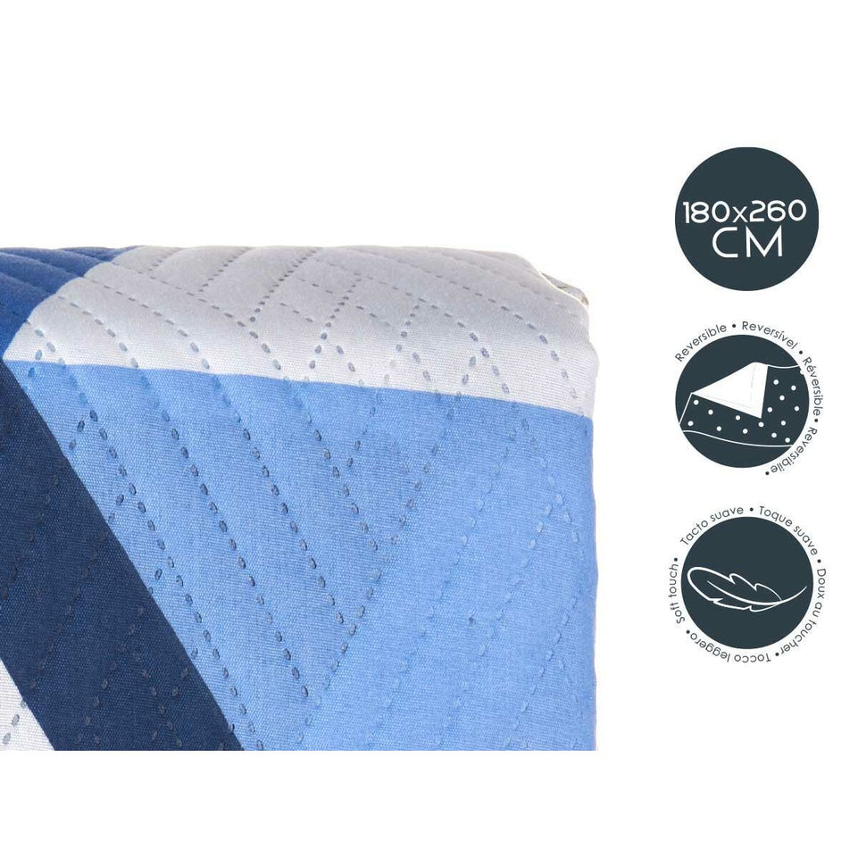 Omkeerbare sprei Blauw Driehoek Wit (180 x 260 cm)