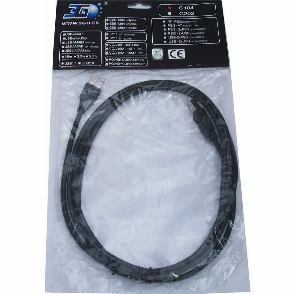 Kabel OTG USB 2.0 Micro 3GO 1.8m USB 2.0 A/B (1,8 m) Zwart