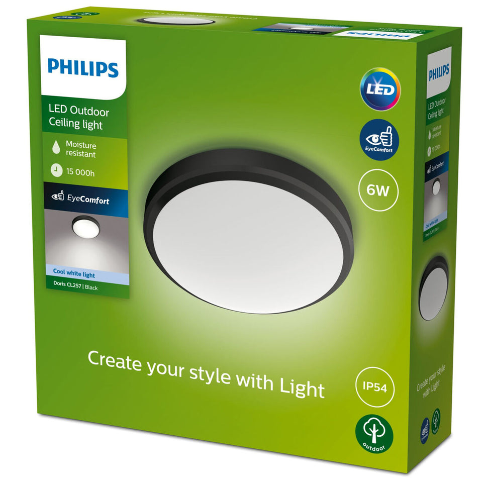 Plafondlamp LED Philips Doris Zwart 6 W (4000 K)