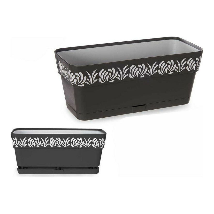 Zelfwaterende plantenpot Stefanplast 3919229 Antraciet 13,3 x 12,3 x 29,3 cm Grijs Plastic