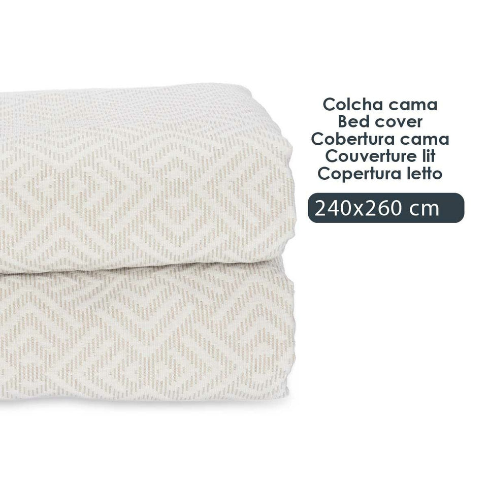 Sprei Geometrisch Beige (240 x 260 cm)